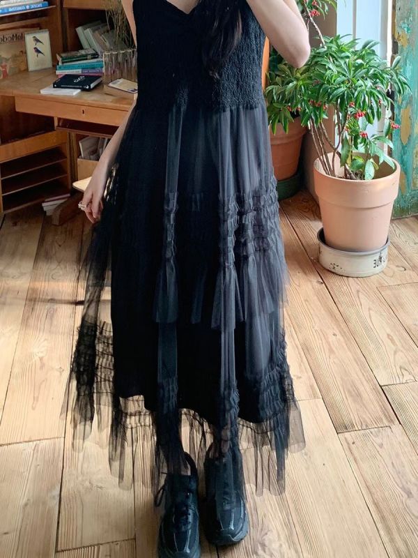 <推薦必買>浪漫小步舞曲針織拼接紗裙 