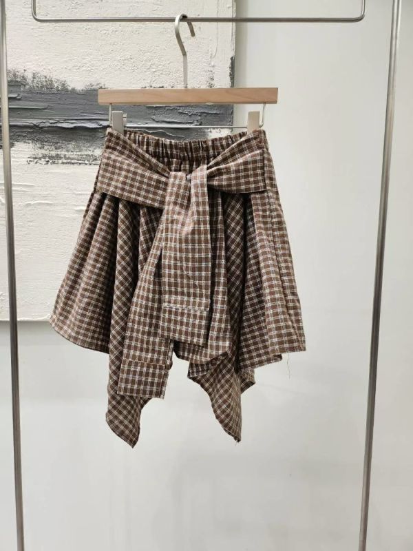 <本月主打>It girl格紋綁帶不規則褲裙 