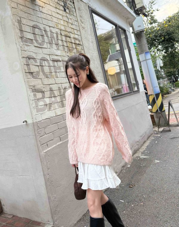 棉花糖羊駝毛編織毛衣 