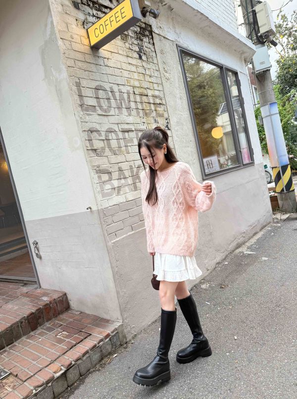 棉花糖羊駝毛編織毛衣 