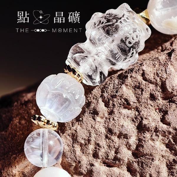 媽祖系列：明蓮｜藍針白水晶、月光石、瑪瑙、雪花幽靈 