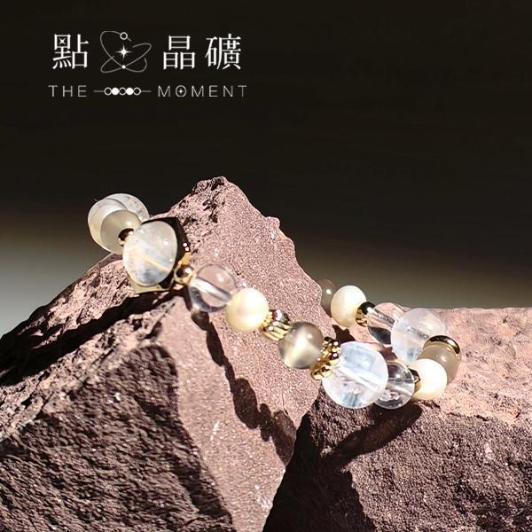 天使呢喃｜藍針水晶、月光石、白水晶、淡水珍珠 