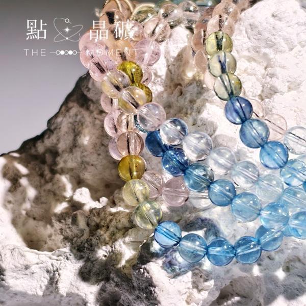 透體摩根石漸層三圈素串 