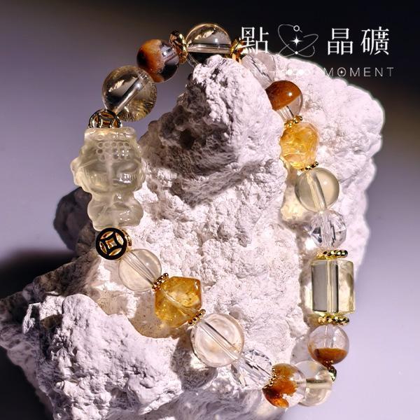 媽祖系列：燦金｜黃水晶、黃幽靈、白水晶 