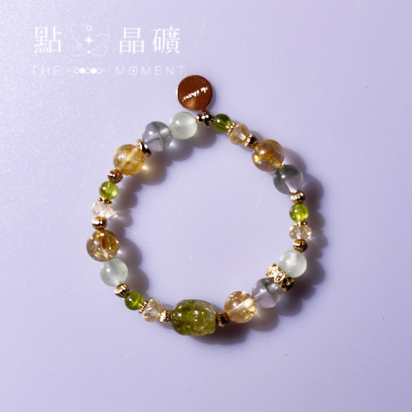 綠耀生金｜沙弗萊貔貅 × 綠幽靈 × 黃水晶 × 鈦金 