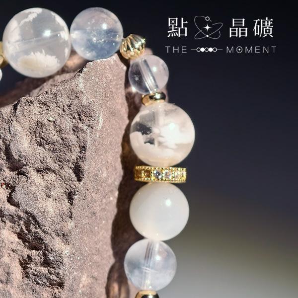 媽祖系列：明蓮｜藍針白水晶、月光石、瑪瑙、雪花幽靈 