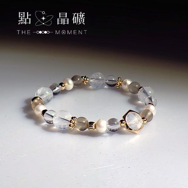 天使呢喃｜藍針水晶、月光石、白水晶、淡水珍珠 