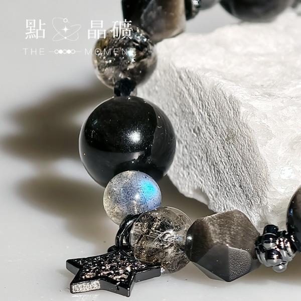 夜星｜銀曜石、黑閃靈、拉長石 