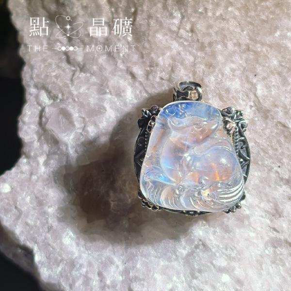 印度藍月光石｜藍焰九尾｜S925純銀鑲邊 