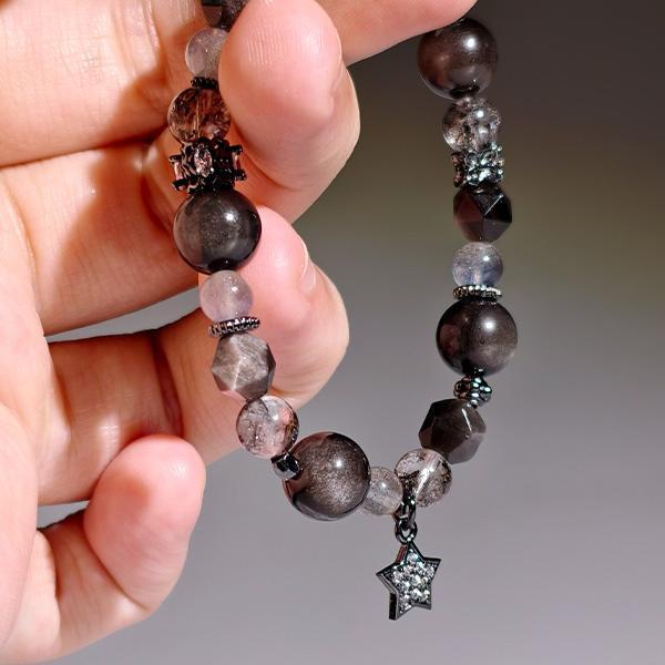 夜星｜銀曜石、黑閃靈、拉長石 