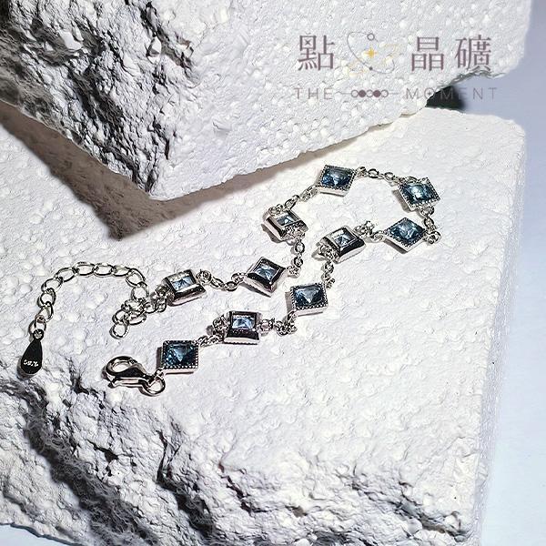 藍托帕石｜菱方之間｜S925純銀手鏈 