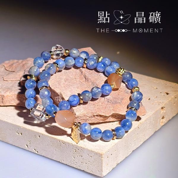 靛詠｜雙圈設計｜藍晶石、橙月光、白水晶 