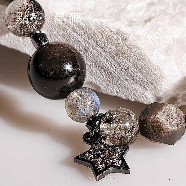 夜星｜銀曜石、黑閃靈、拉長石 