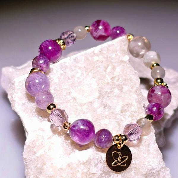 鳶尾｜紫祖母晶、紫水晶、銀月光 