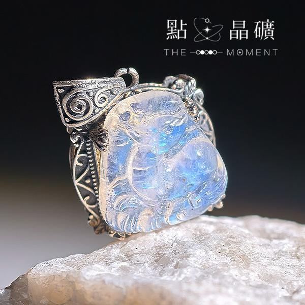 印度藍月光石｜藍焰九尾｜S925純銀鑲邊 