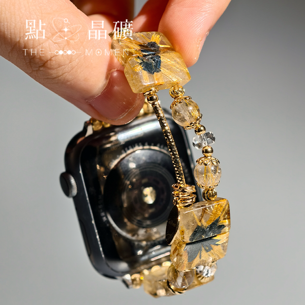 富饒錦簇｜錶帶｜鈦金對花、白水晶 