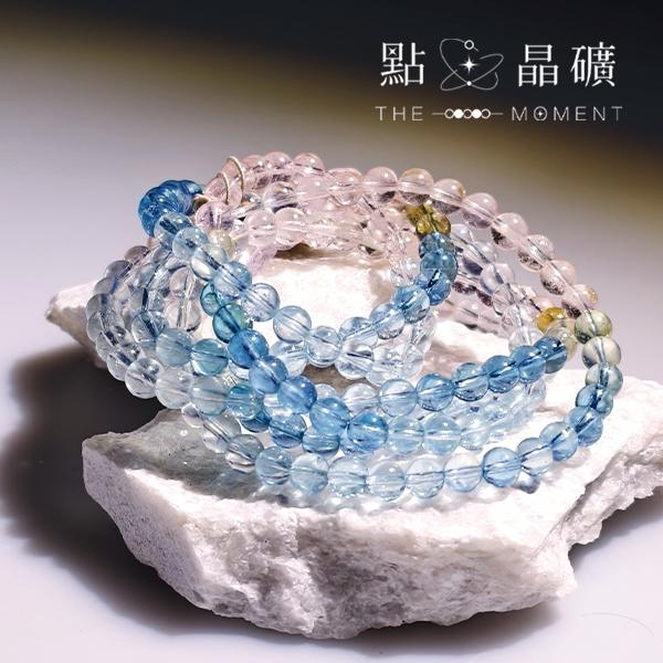 透體摩根石漸層三圈素串 