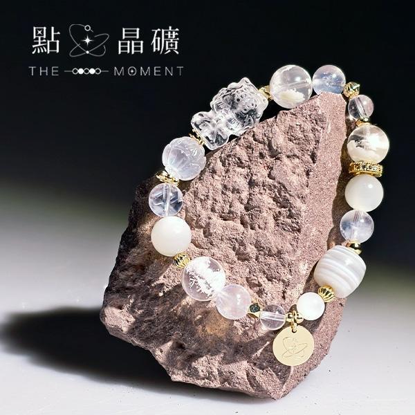 媽祖系列：明蓮｜藍針白水晶、月光石、瑪瑙、雪花幽靈 