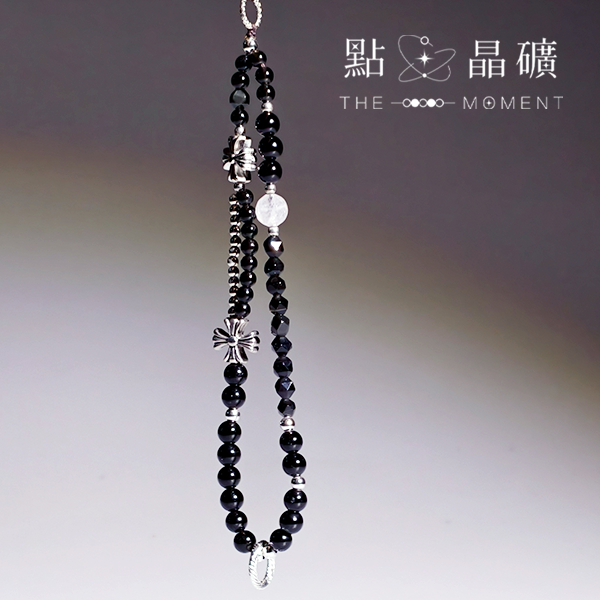 闇夜守護｜黑曜石手機鍊 