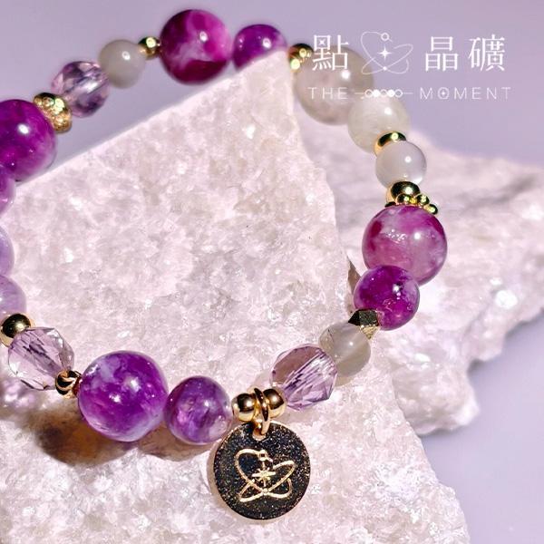 鳶尾｜紫祖母晶、紫水晶、銀月光 