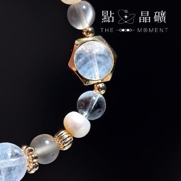 天使呢喃｜藍針水晶、月光石、白水晶、淡水珍珠 