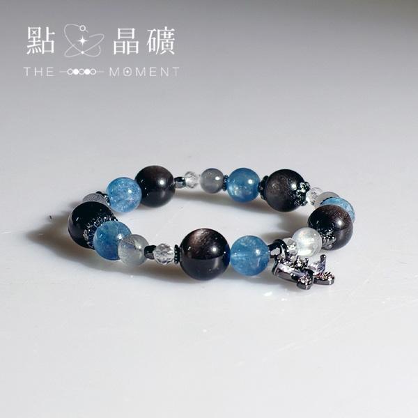 夢蝶｜銀曜石、海藍寶、拉長石、白水晶 