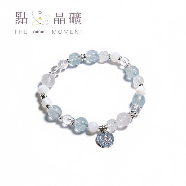 喚海｜海藍寶、月光石、白貝母、藍線石 