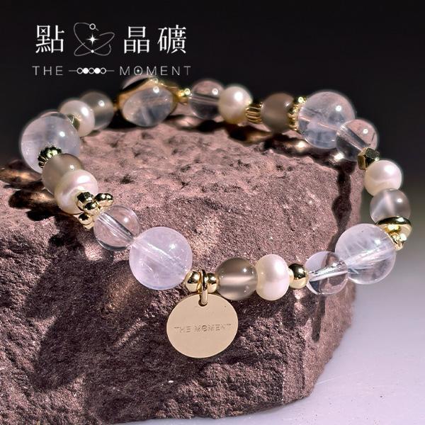 天使呢喃｜藍針水晶、月光石、白水晶、淡水珍珠 
