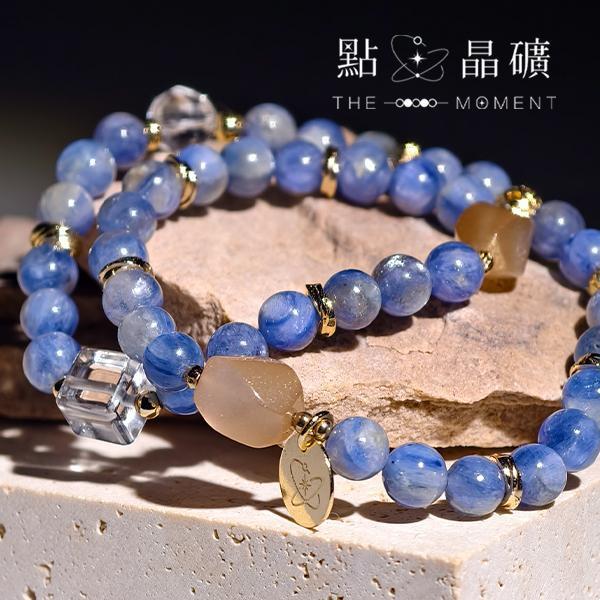 靛詠｜雙圈設計｜藍晶石、橙月光、白水晶 