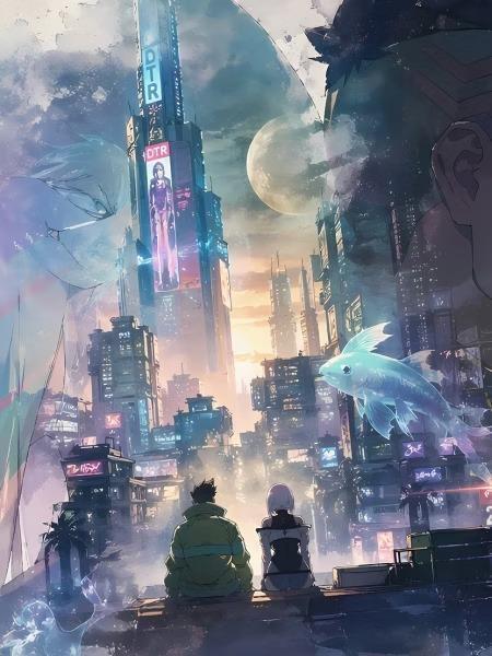 【預購】星空《露西剪影》裝飾畫 電馭叛客：邊緣行者 星空《露西剪影》裝飾畫 電馭叛客：邊緣行者