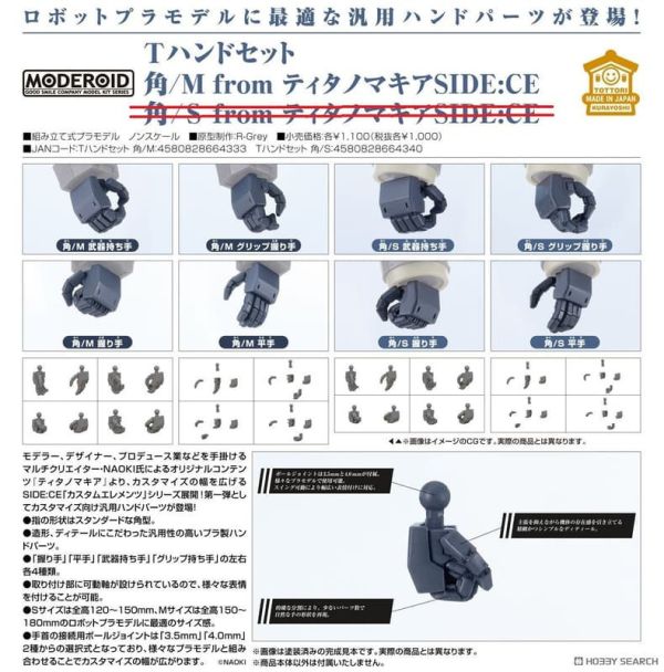 【2026/01月預購】MODEROID T手部套組 角/M from Titanomachia SIDE:CE MODEROID T手部套組 角/M from Titanomachia SIDE:CE