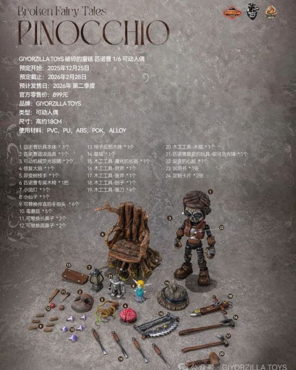 【2026/06月預購】 GIYORZILLA TOYS A001 1/6 破碎的童話 匹諾曹 皮諾丘 可動 GIYORZILLA TOYS A001 1/6 破碎的童話 匹諾曹 皮諾丘 可動