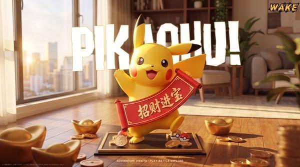 【預購】WAKE 招財皮卡丘 神奇寶貝寶可夢 WAKE 招財皮卡丘 神奇寶貝寶可夢