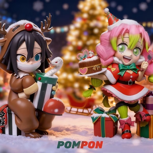 【預購】PomPon Q版 蛇柱小芭內＆戀柱蜜璃 鬼滅之刃蛇戀聖誕組 PomPon Q版 蛇柱小芭內＆戀柱蜜璃 鬼滅之刃蛇戀聖誕組