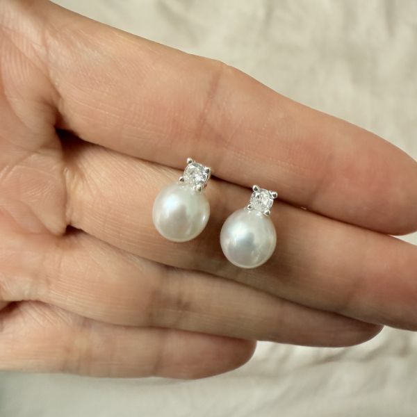 極光珍珠耳釘#e0803 