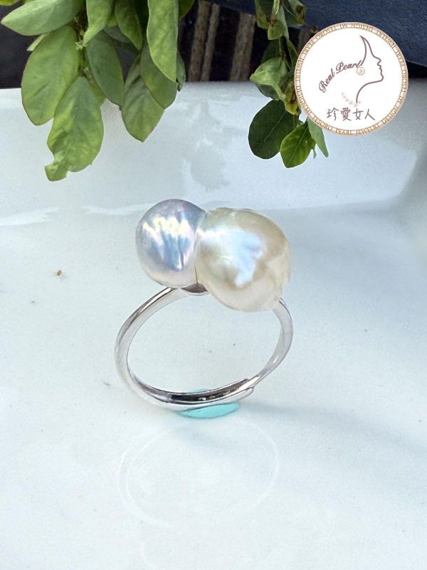 可愛雪球造型淡水珍珠戒指#rfp0828 輕珠寶戒指,珍珠戒指,淡水珍珠戒指