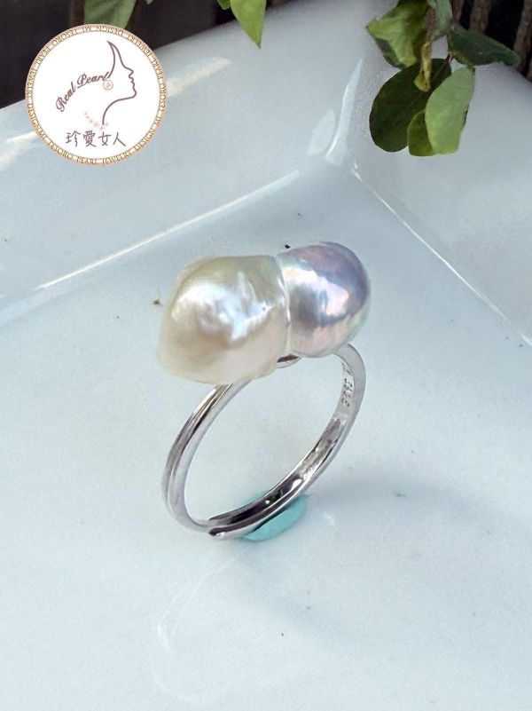 可愛雪球造型淡水珍珠戒指#rfp0828 輕珠寶戒指,珍珠戒指,淡水珍珠戒指