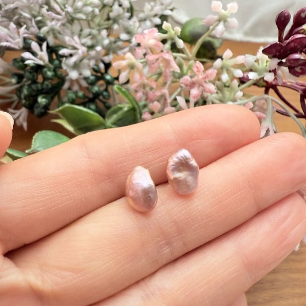 淡水珍珠-特色花瓣耳釘#e0814 