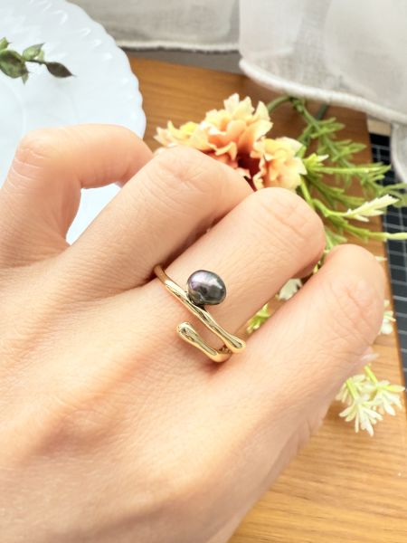 稀少海水Keshi珍珠戒指-簡約款#sfp0505 