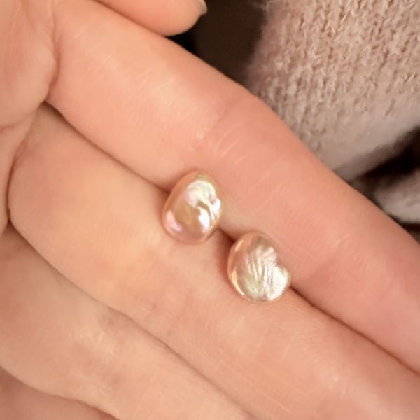 淡水珍珠-特色花瓣耳釘#e0814 