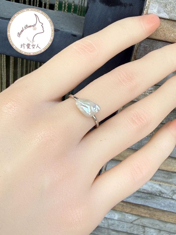 糖果紙光碎銀子淡水珍珠戒指#rfp0353 輕珠寶戒指,珍珠戒指,淡水珍珠戒指
