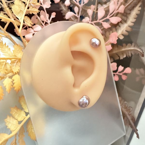 淡水珍珠-單支素耳釘#e0812 