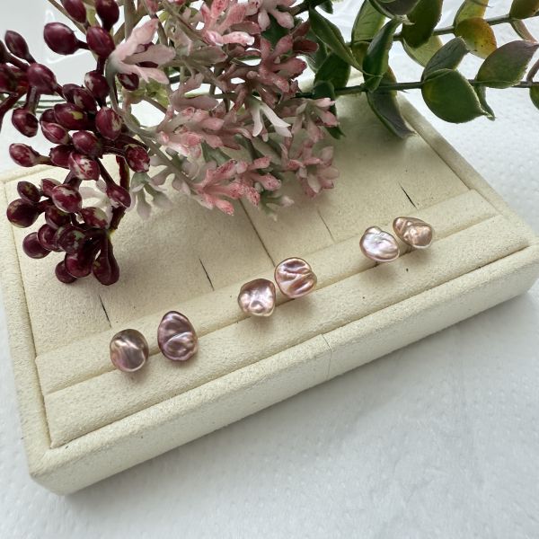 淡水珍珠-特色花瓣耳釘#e0815 