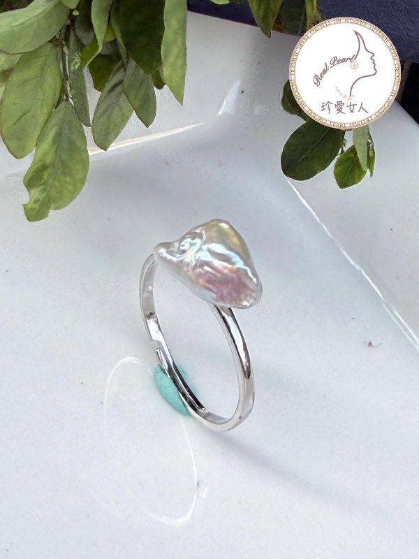 糖果紙光碎銀子淡水珍珠戒指#rfp0353 輕珠寶戒指,珍珠戒指,淡水珍珠戒指