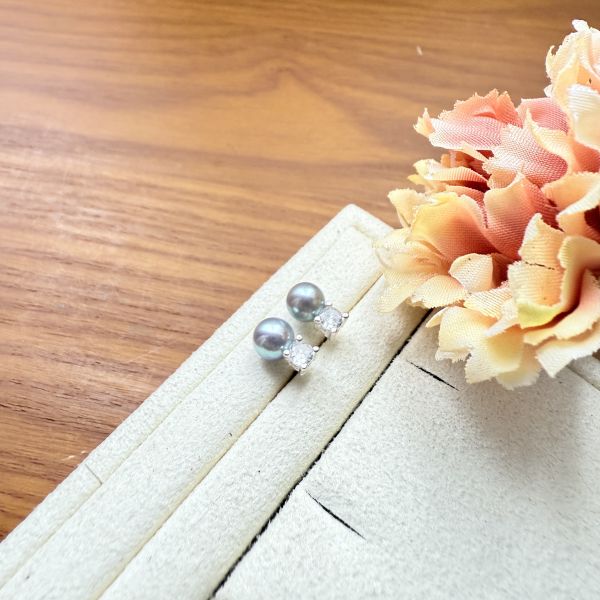 海水珍珠-真多麻耳釘#e0804 