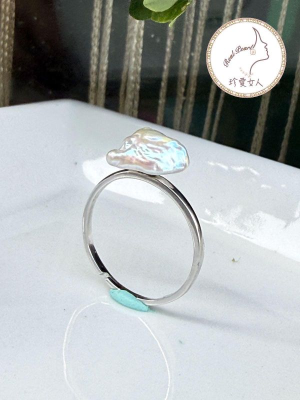 糖果紙光碎銀子淡水珍珠戒指#rfp0353 輕珠寶戒指,珍珠戒指,淡水珍珠戒指