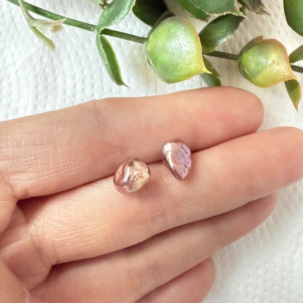 淡水珍珠-特色花瓣耳釘#e0815 