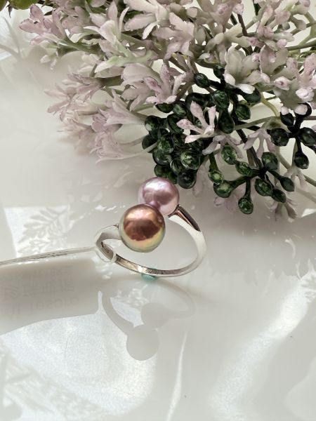 淡水珍珠戒指-雙珠款#rfp0601 