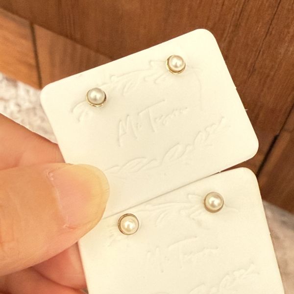 手作白系3mm珍珠耳釘 珍珠耳釘, pearl Earrings