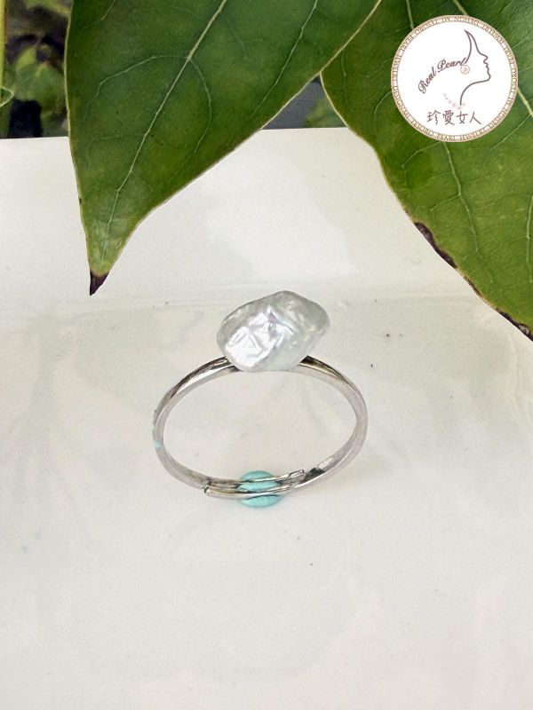 藍光碎銀子珍珠戒指#rfp0829 輕珠寶戒指,珍珠戒指,淡水珍珠戒指